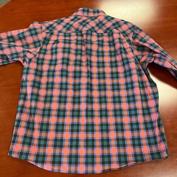 Duluth Trading Untucked Relaxed Fit Hidden Pocket Plaid Button Down Shirt sz L - Picture 9 of 9
